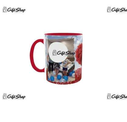 Te iubim, cana din ceramica, 330ml, personalizata cu 2 poze si text model 3372